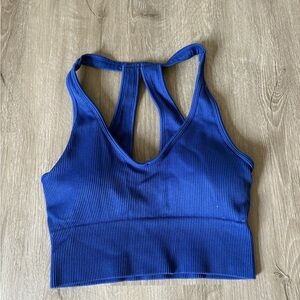 Yogalicious Blue Ribbed Sports Bra